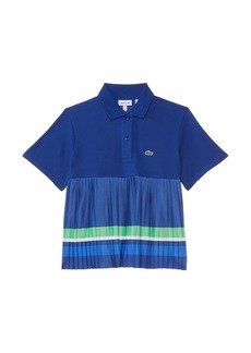 Lacoste Short Sleeve Pleated Color Blocked Polo Dress (Little Kid/Toddler/Big Kid)