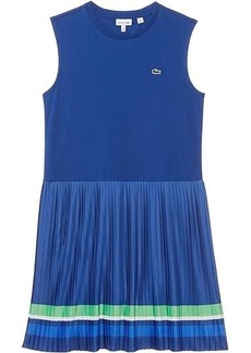 Lacoste Sleeveless Crew Neck Pleated Color Blocked Dress (Little Kid/Toddler/Big Kid)