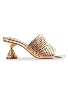 Lady Couture Fireball Rhinestone Spool Heel Mules