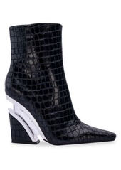 Lady Couture Via Crocodile Embossed Wedge Heel Ankle Boots