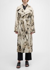 Lafayette 148 Abstract-Print Belted Trench Coat