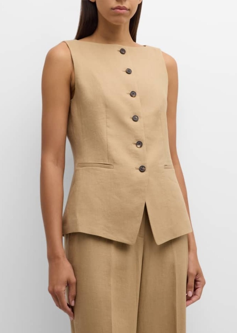 Lafayette 148 Bateau-Neck Linen Vest