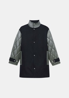 Lafayette 148 Boiled Wool Jersey Reversible Quilted Down Coat