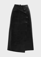 Lafayette 148 Bonded Leather Straight Midi Skirt