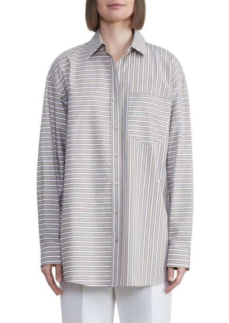 Lafayette 148 Boyfriend Striped Oversized Shirt