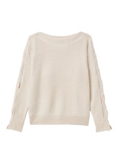 Lafayette 148 Braided Cable-Knit Cashmere Sweater