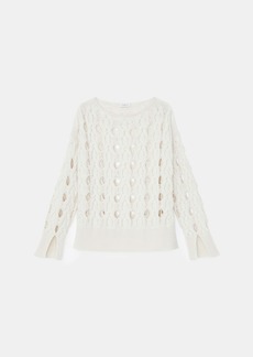 Lafayette 148 Cashmere-Silk Open 8 Knot Cable Sweater
