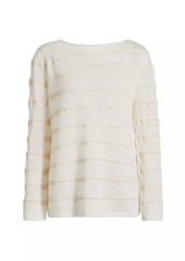 Lafayette 148 Cashmere Striped Sequin Sweater