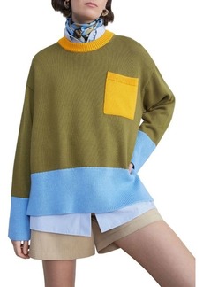 Lafayette 148 Colorblock Crewneck Sweater