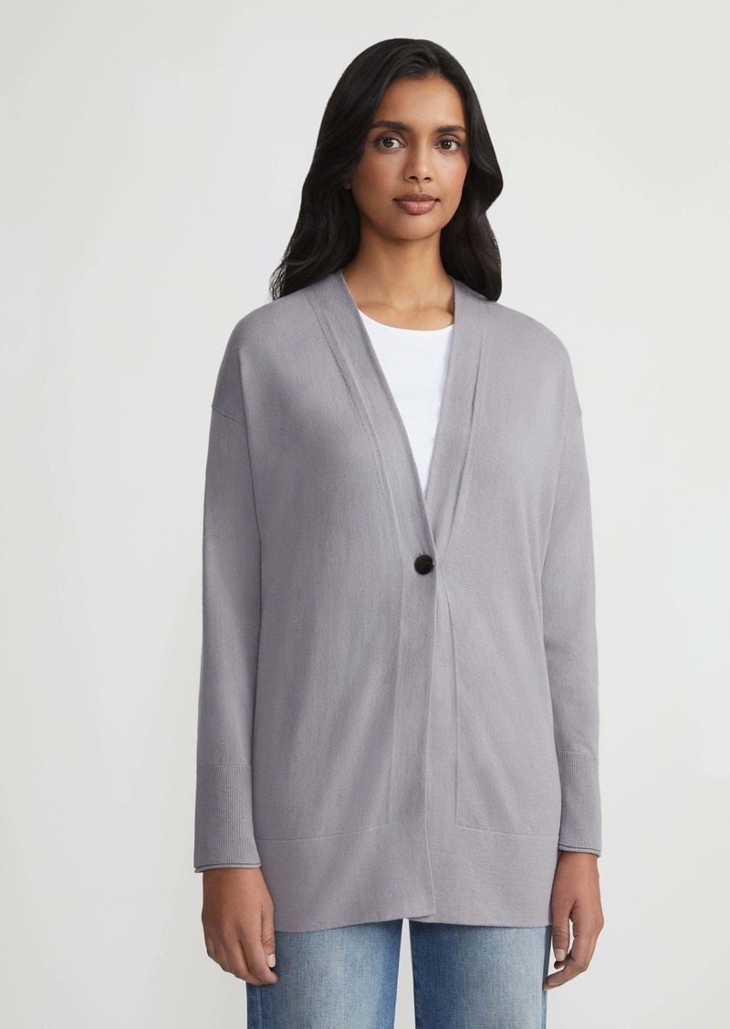 Lafayette 148 Cotton-Cashmere Single Button Cardigan