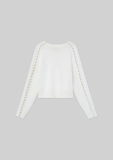 Lafayette 148 Cotton-Silk Crochet Button Sleeve Sweater