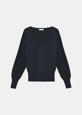 Lafayette 148 Cotton-Silk Tape Wide V-Neck Dolman Sweater