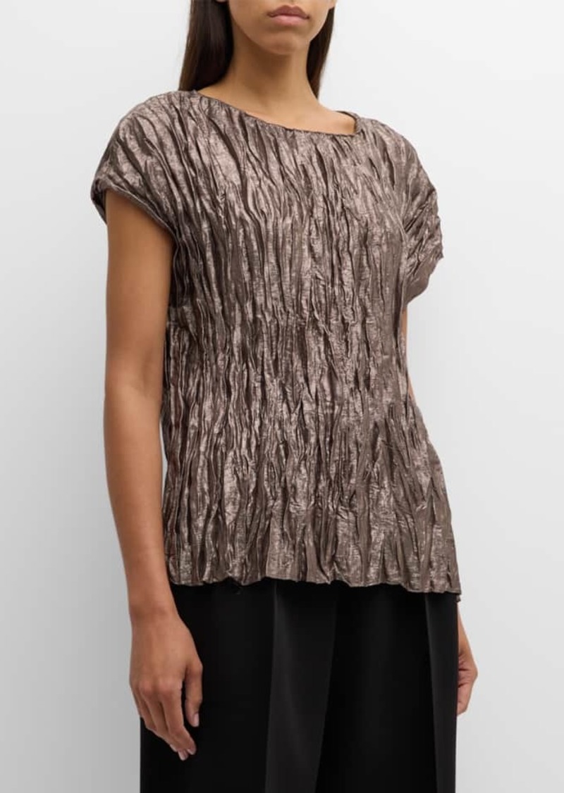 Lafayette 148 Crinkled Metallic Blouse