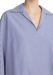 Lafayette 148 Cuffed Striped Popover Shirt