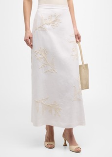 Lafayette 148 Embroidered A-Line Maxi Skirt