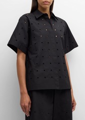 Lafayette 148 Eyelet Organic Cotton Poplin Shirt