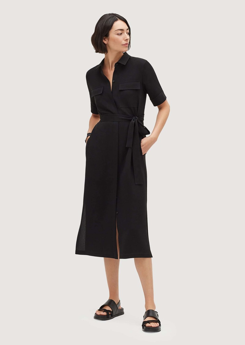 Lafayette 148 Finesse Crepe Short Sleeve Midi Doha Shirtdress