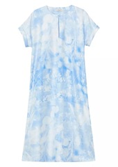 Lafayette 148 Floral Cuffed Short-Sleeve Dress