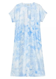 Lafayette 148 Floral Cuffed Short-Sleeve Dress