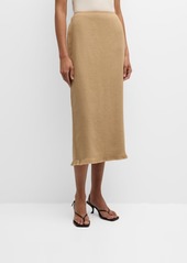 Lafayette 148 Fringe-Trim Linen Pencil Skirt