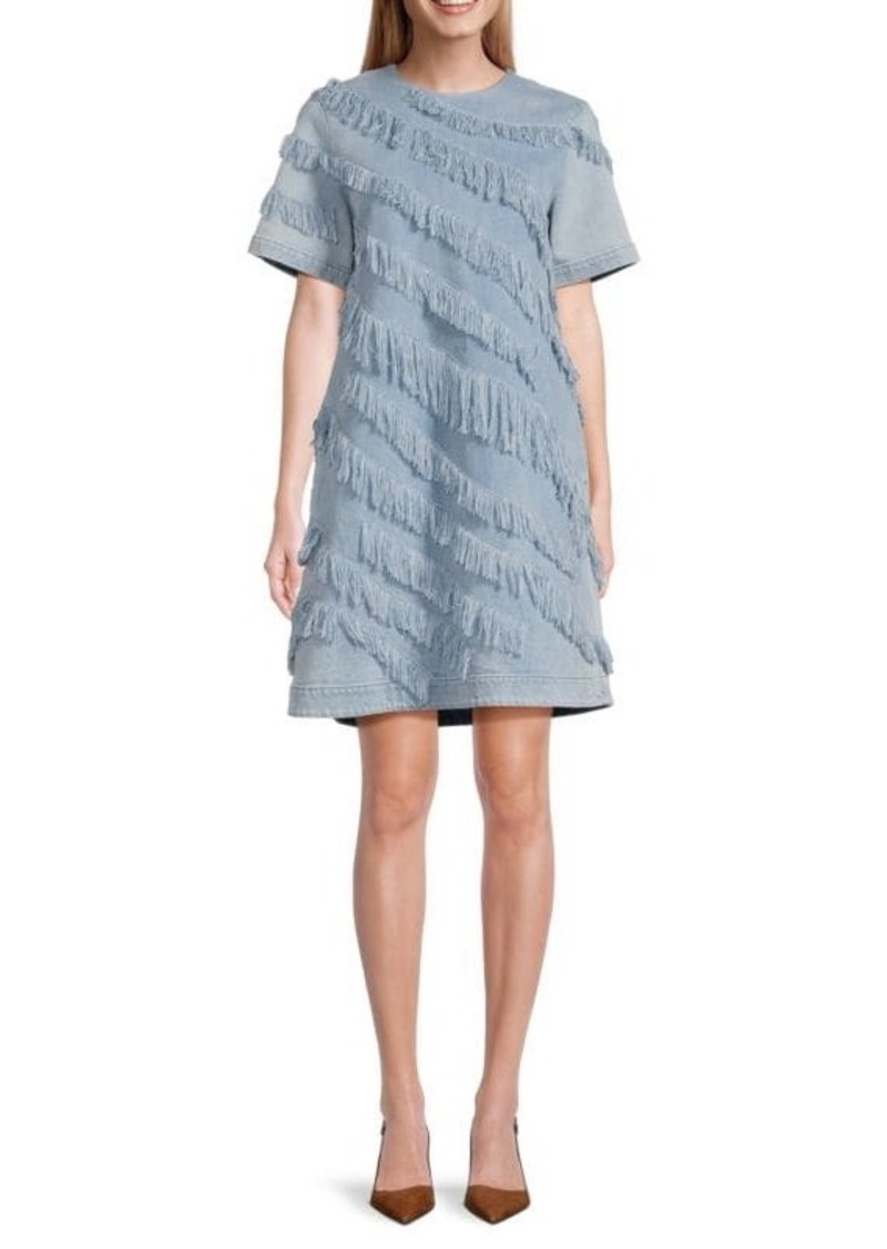 Lafayette 148 Fringed Chambray Mini Dress