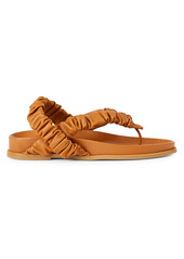Lafayette 148 Helene Ruched Leather Slingback Thong Sandals