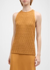 Lafayette 148 Honeycomb-Knit Halter Cotton-Silk Tank