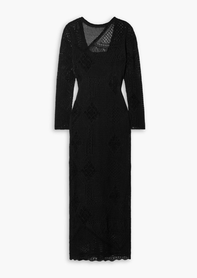 Lafayette 148 - Crochet-knit cotton midi dress - Black - M