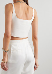 Lafayette 148 - Cropped Lyocell-blend ribbed-knit top - White - XL