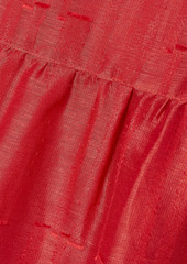 Lafayette 148 - Hartford tiered linen-blend jacquard midi dress - Red - S