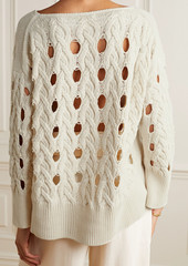 Lafayette 148 - Open-knit cashmere-blend sweater - White - M