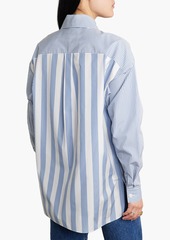 Lafayette 148 - Scout patchwork-effect striped cotton-poplin shirt - Blue - XS/S