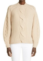 Lafayette 148 New York 8-Knot Cable Sculpted Sleeve Cashmere & Wool Sweater