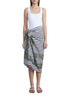 Lafayette 148 New York 8-Knot Jacquard Stripe Cover-Up Pareo