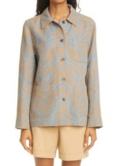 Lafayette 148 New York Amaris Zebra Print Linen Shirt Jacket