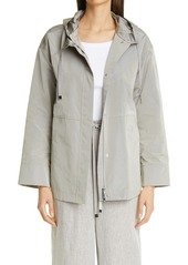 Lafayette 148 New York Ansel Taffeta Jacket with Removable Hood in Driftwood at Nordstrom