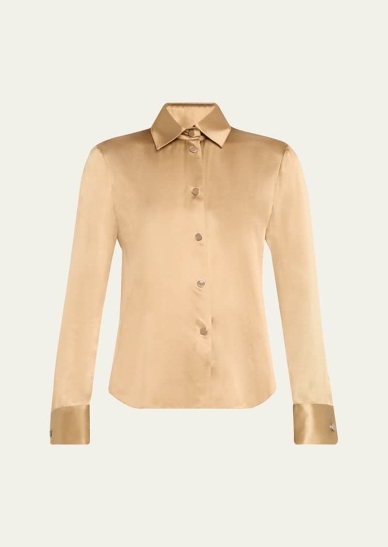 Lafayette 148 New York Button-Down Slim Silk Blouse