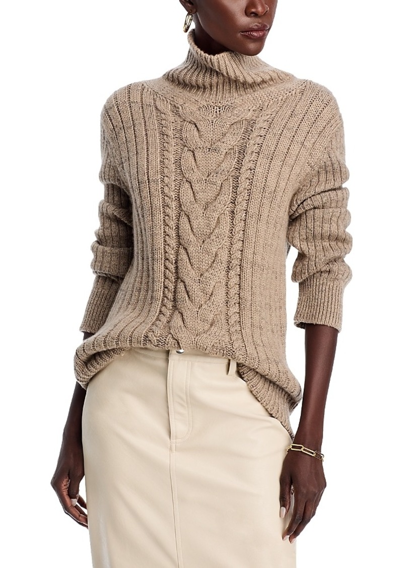 Lafayette 148 New York Cashmere Turtleneck Cable Knit Sweater