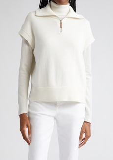 Lafayette 148 New York Cotton & Silk Half Zip Sweater