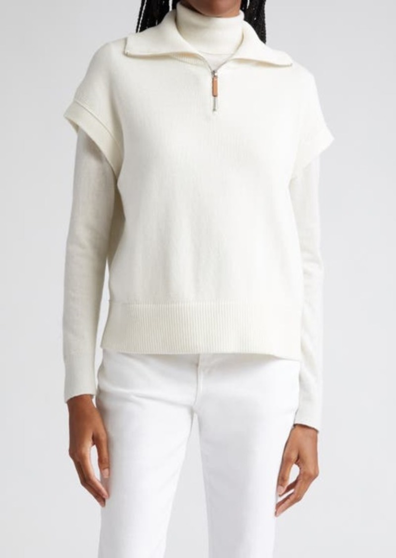 Lafayette 148 New York Cotton & Silk Half Zip Sweater
