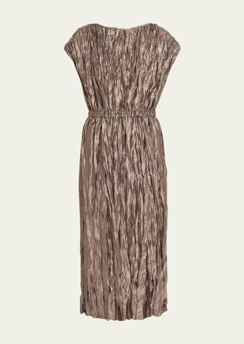 Lafayette 148 New York Crinkled Metallic Foil Midi Dress