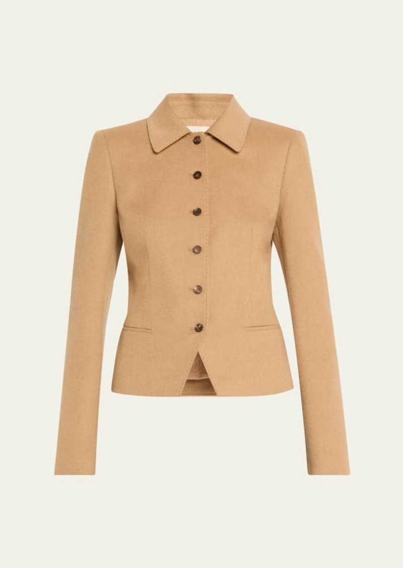 Lafayette 148 New York Cropped Button-Down Camel Hair Jacket