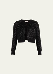 Lafayette 148 New York Cropped Sequin Cashmere Cardigan