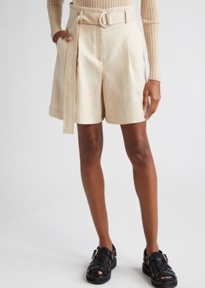 Lafayette 148 New York Degraw Belted Linen Shorts