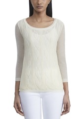 Lafayette 148 New York Double Layer Cable Intarsia Linen-Blend Sweater