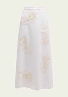 Lafayette 148 New York Embroidered A-Line Maxi Skirt