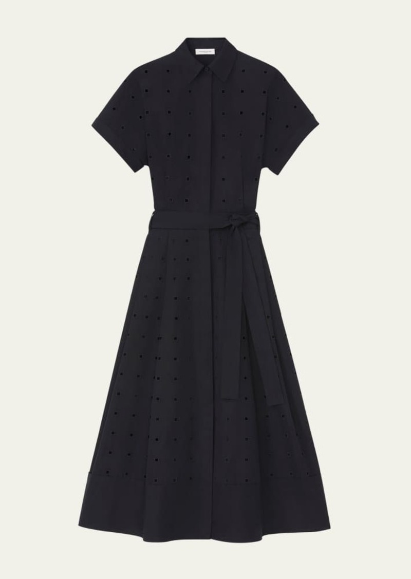 Lafayette 148 New York Eyelet-Embroidered Cotton Midi Shirtdress