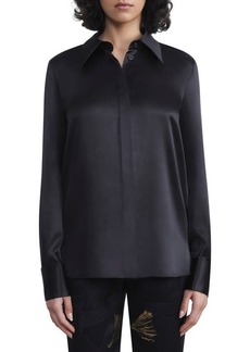 Lafayette 148 New York French Cuff Silk Button-Up Blouse