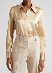 Lafayette 148 New York French Cuff Silk Button-Up Blouse