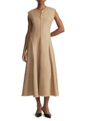 Lafayette 148 New York Fringed Seam Linen A-Line Dress